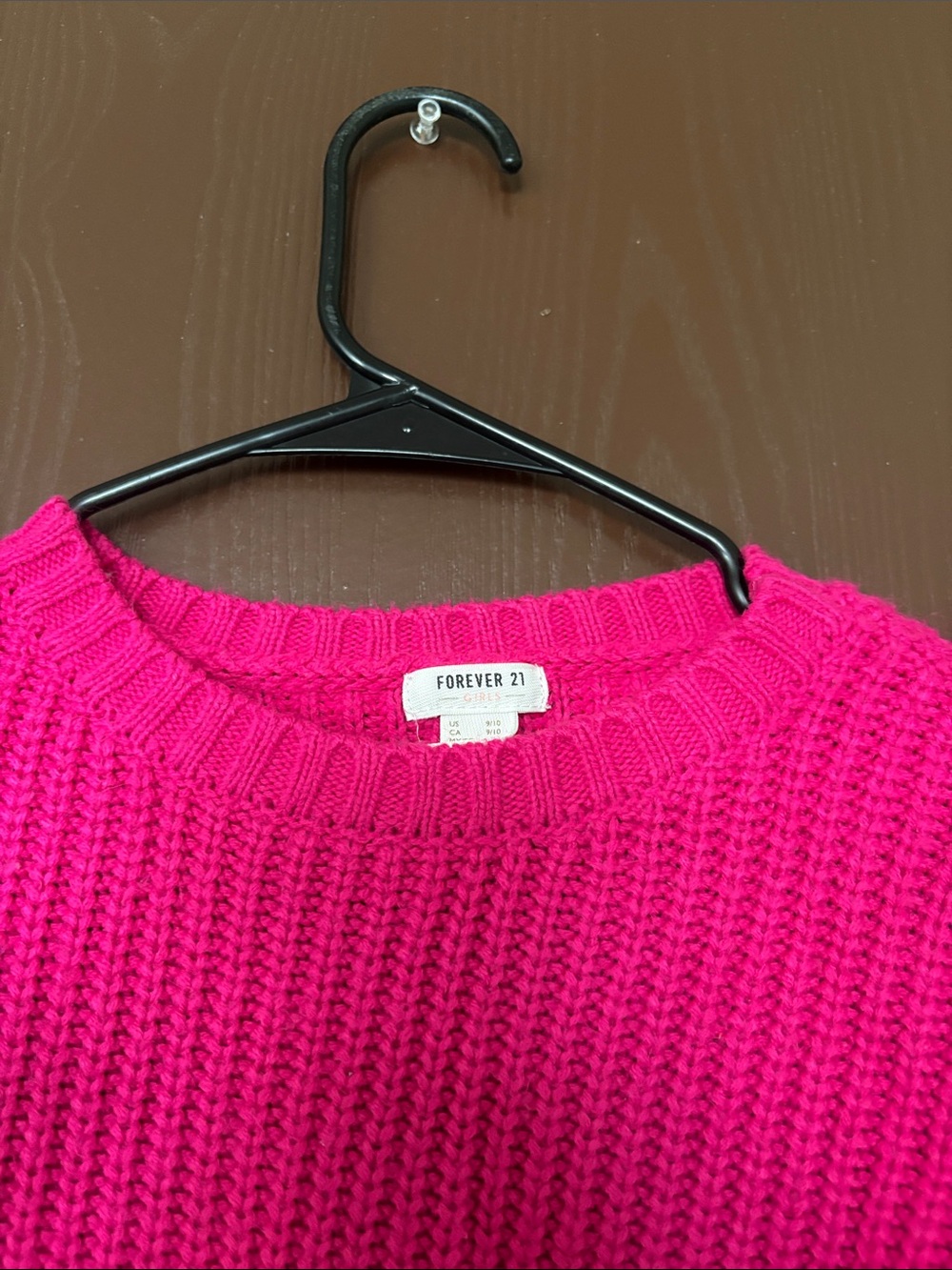 Forever 21 Hot Pink Crew Neck Knit Sweater
